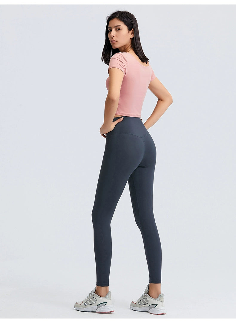 Square-neck Padded Yoga Fitness Top &amp; Seamless Yoga Pants Set