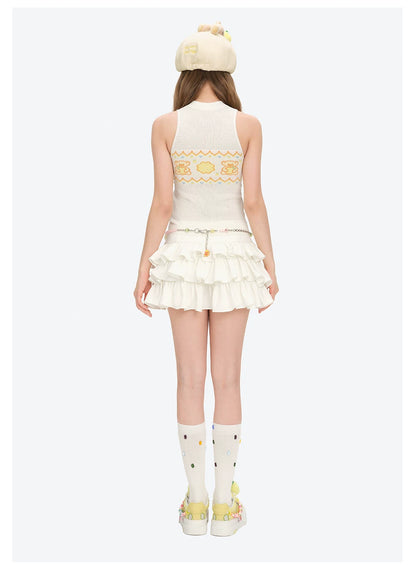 13DE MARZO Layered Tulle Ruffle Mini Skirt