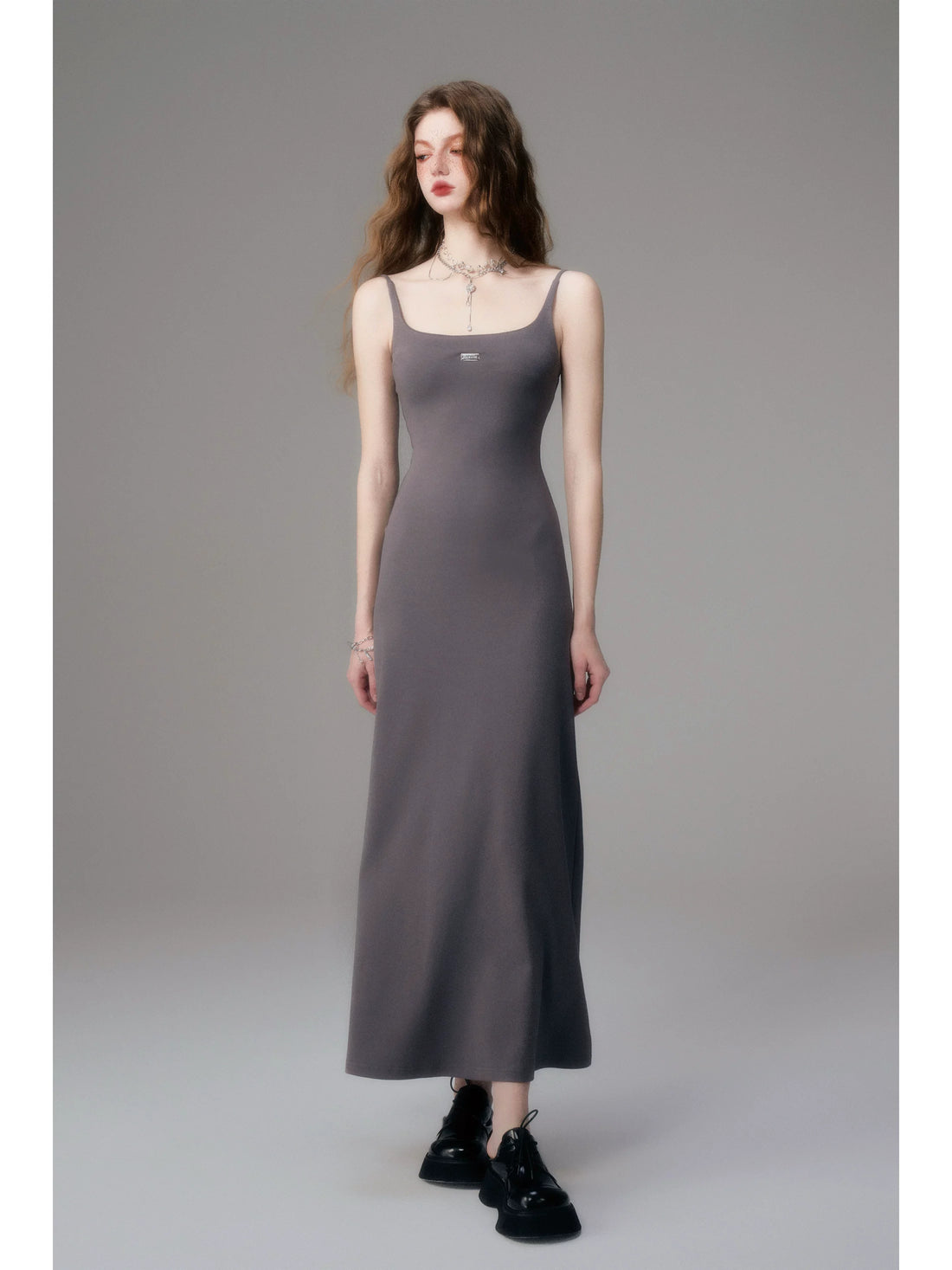 Minimal Long Knit Slip Maxi Dress