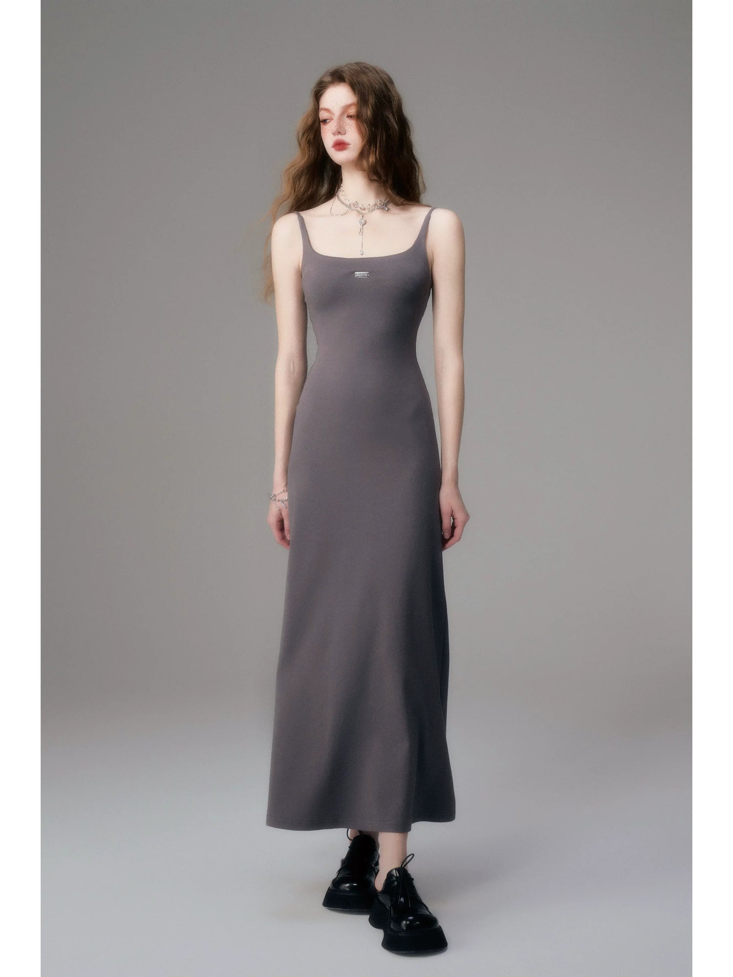 Minimal Long Knit Slip Maxi Dress