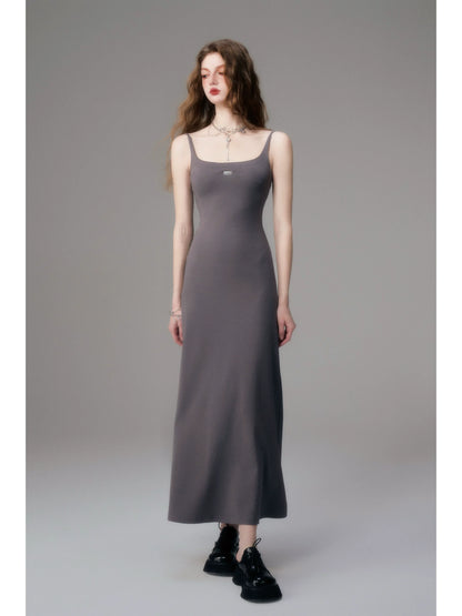 Minimal Long Knit Slip Maxi Dress