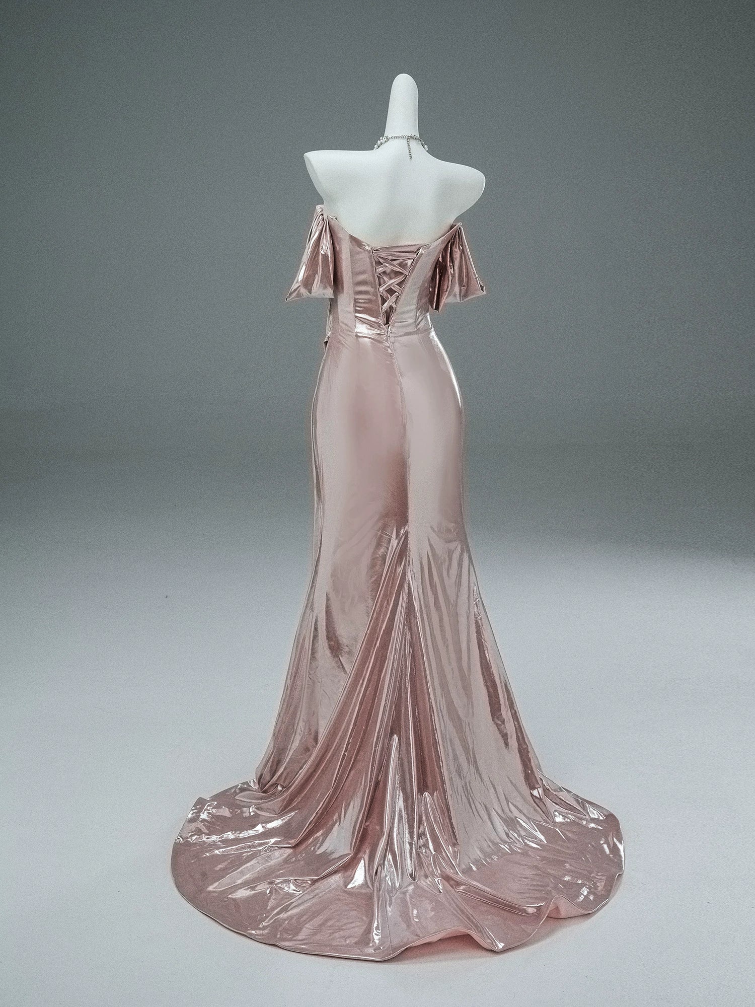 Rosé Party Sheen Draped Couture Gown