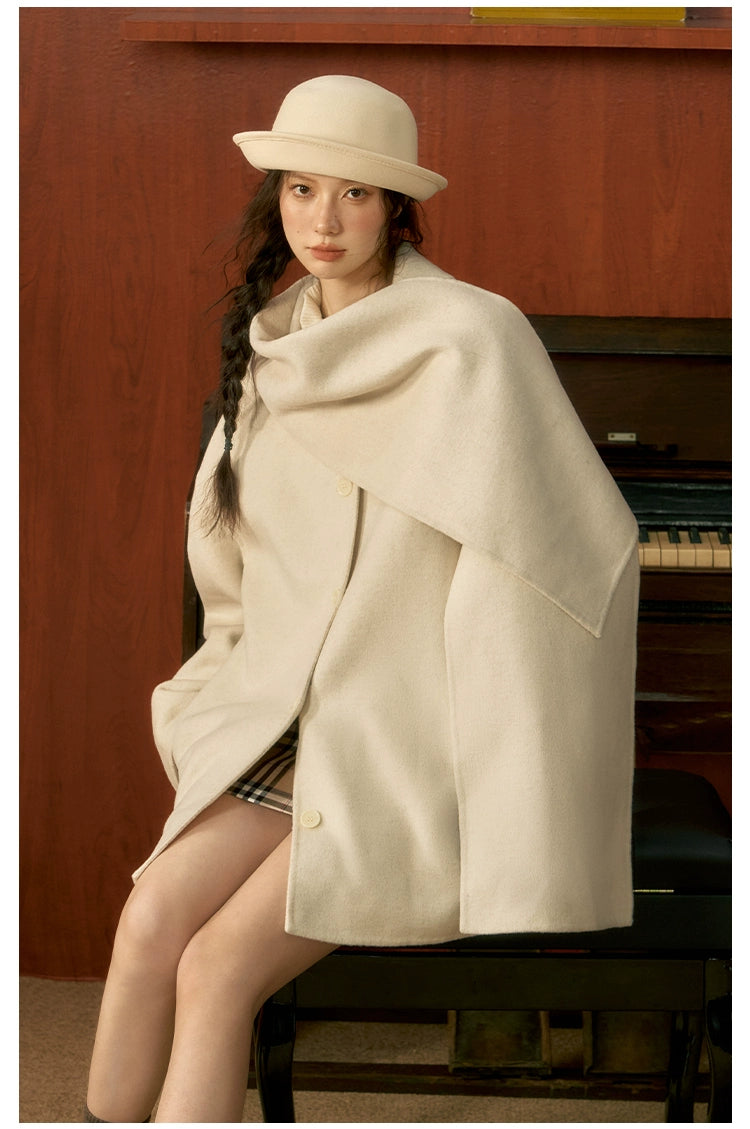 Off-white &amp; Blue Wool Cape Coat - CHINASQUAD