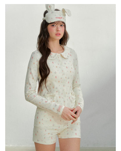 Vintage Hand-Drawn Floral Sleep &amp; Hair Accessory Set