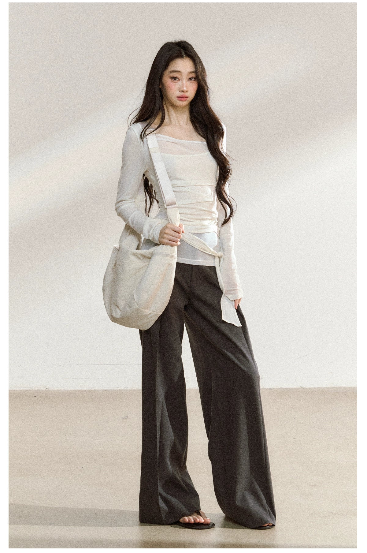 Tailored Draped Straight-Leg Trousers