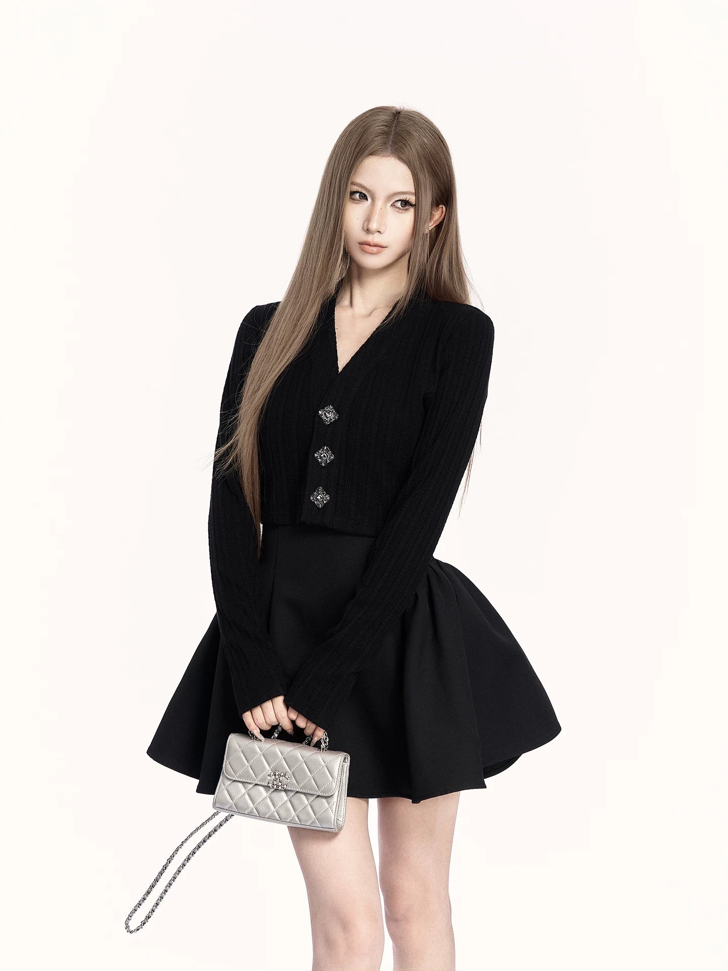 Elegance Crystal-Embellished Little Black Dress