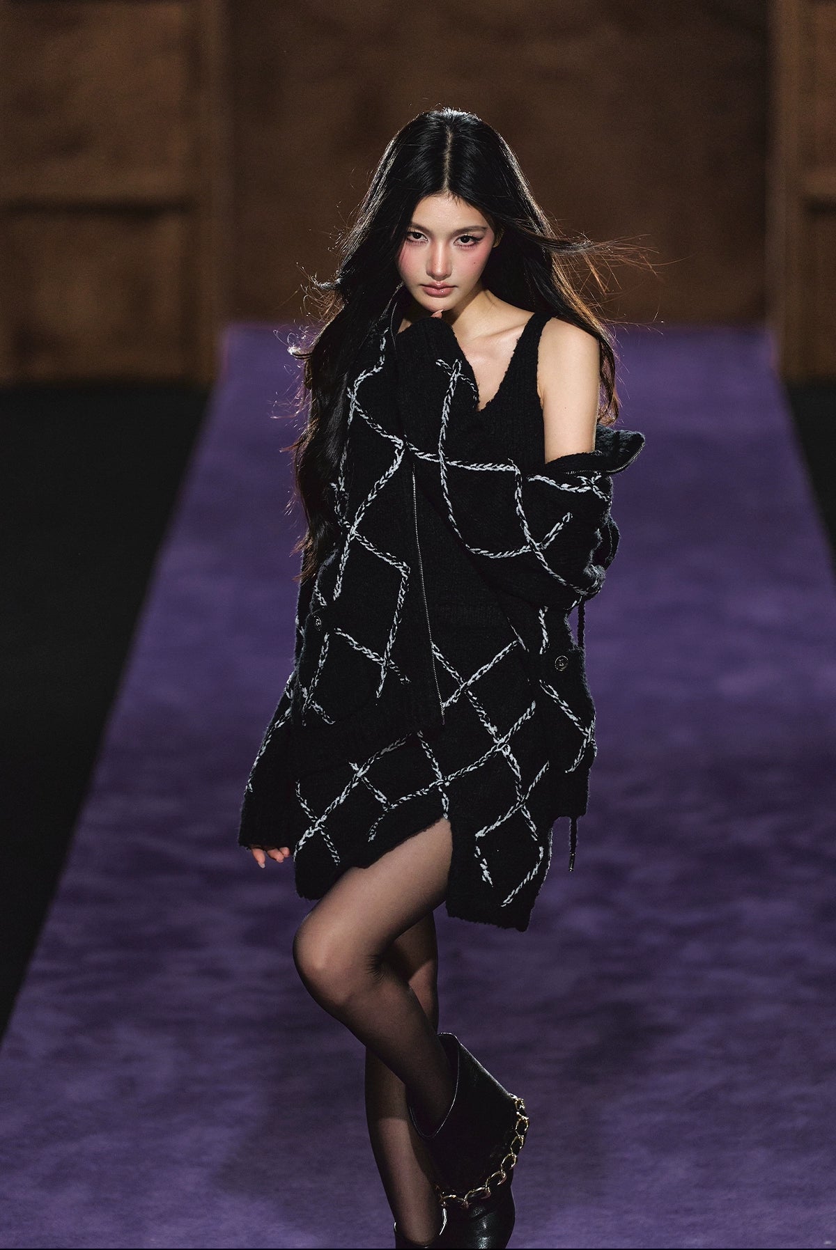 Wool-Blend Textured Hooded Cardigan &amp; Dress Set