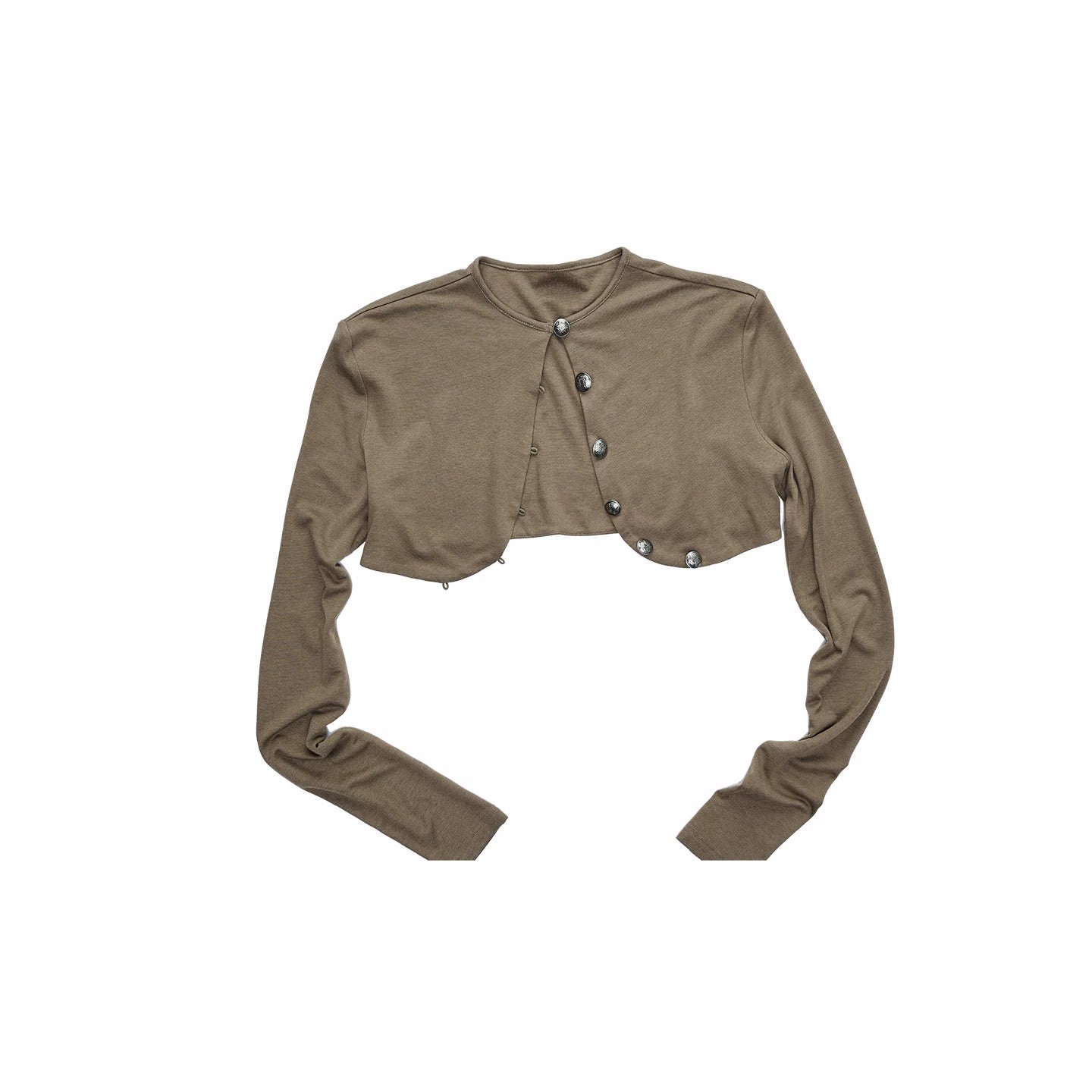 Metal Button Cropped Knit Bolero Jacket