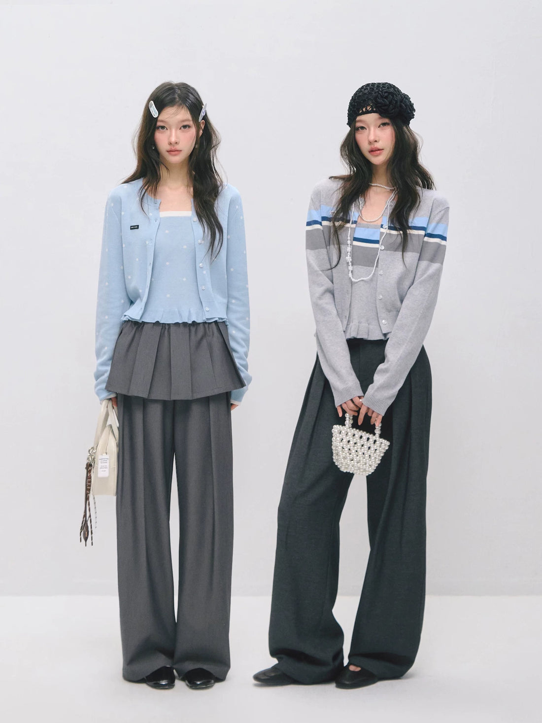 Ruffle Trim Bandeau &amp; Cardigan Knit Set