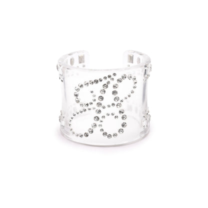Crystal-Embellished Transparent Resin Cuff Bracelet