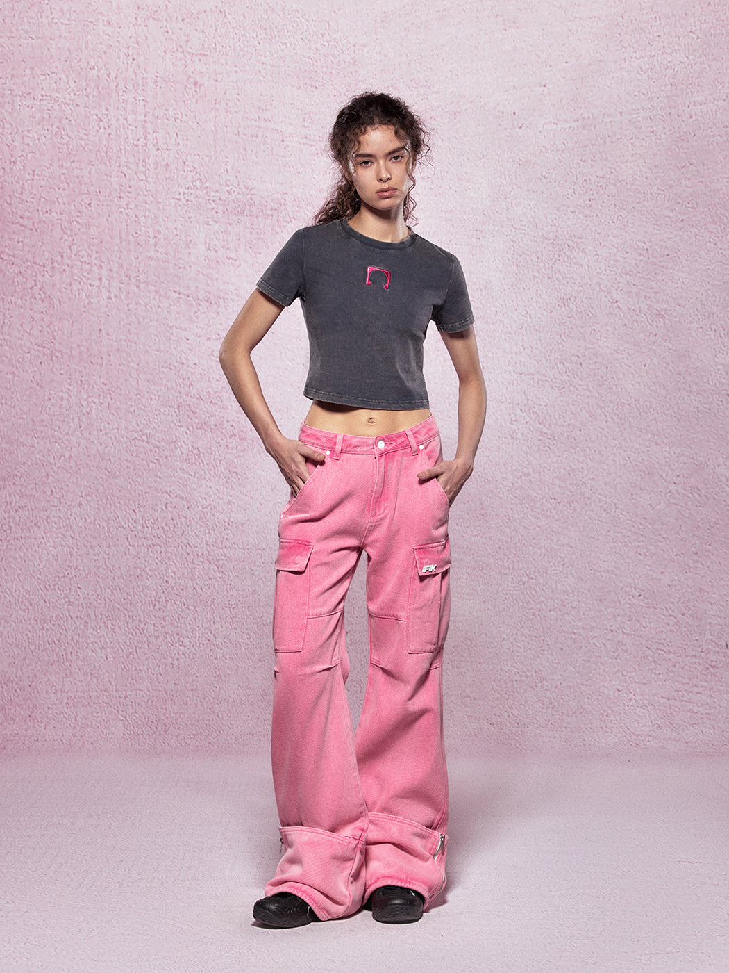 Pink Wide-leg Cargo Pants - CHINASQUAD