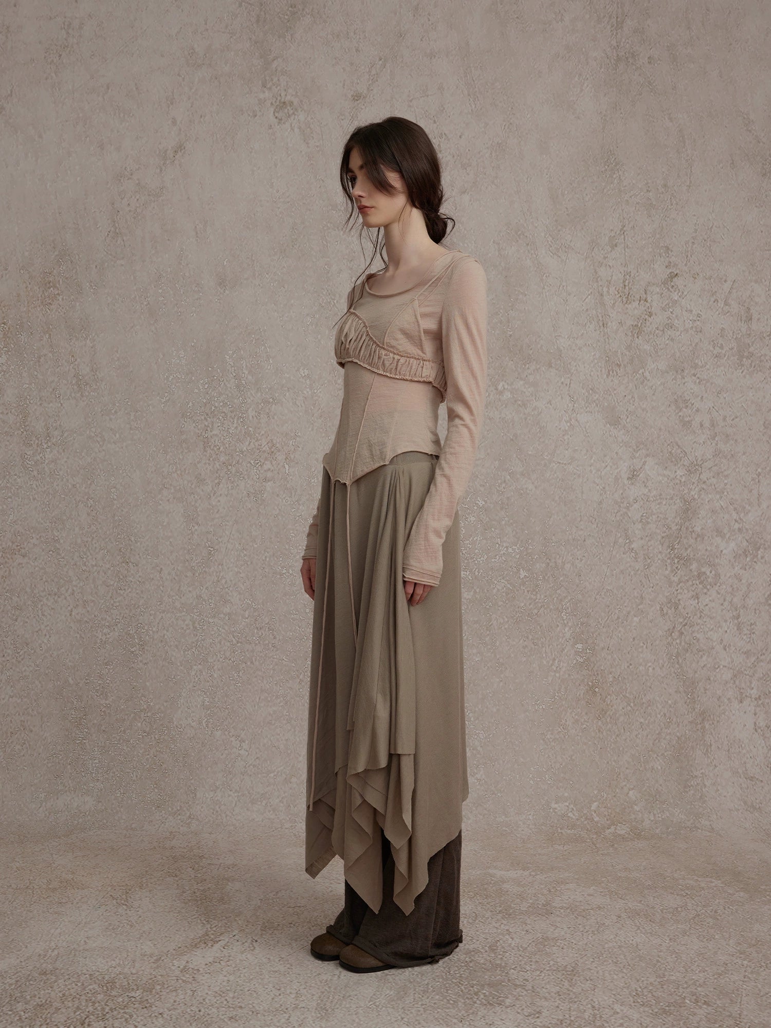 Nude Strapless Deconstructed Top