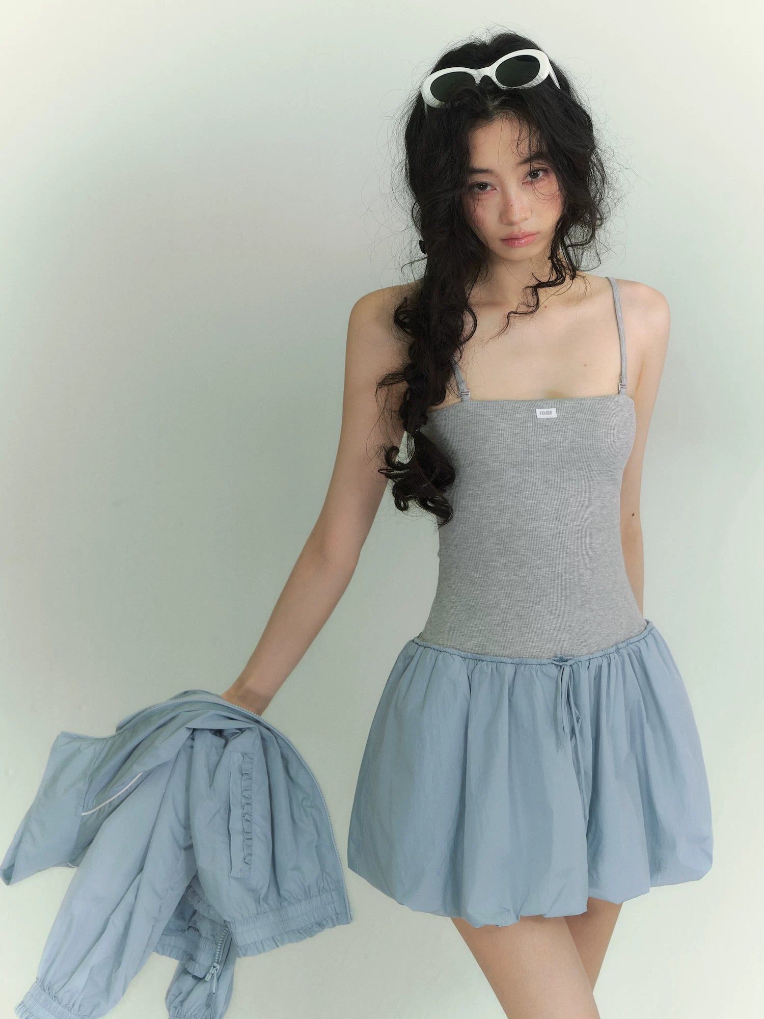 Floral Patchwork Casual Jacket &amp; Bubble Dress Set