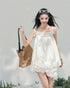 AOMALM Bouquet Summer Lace Camisole Top – White
