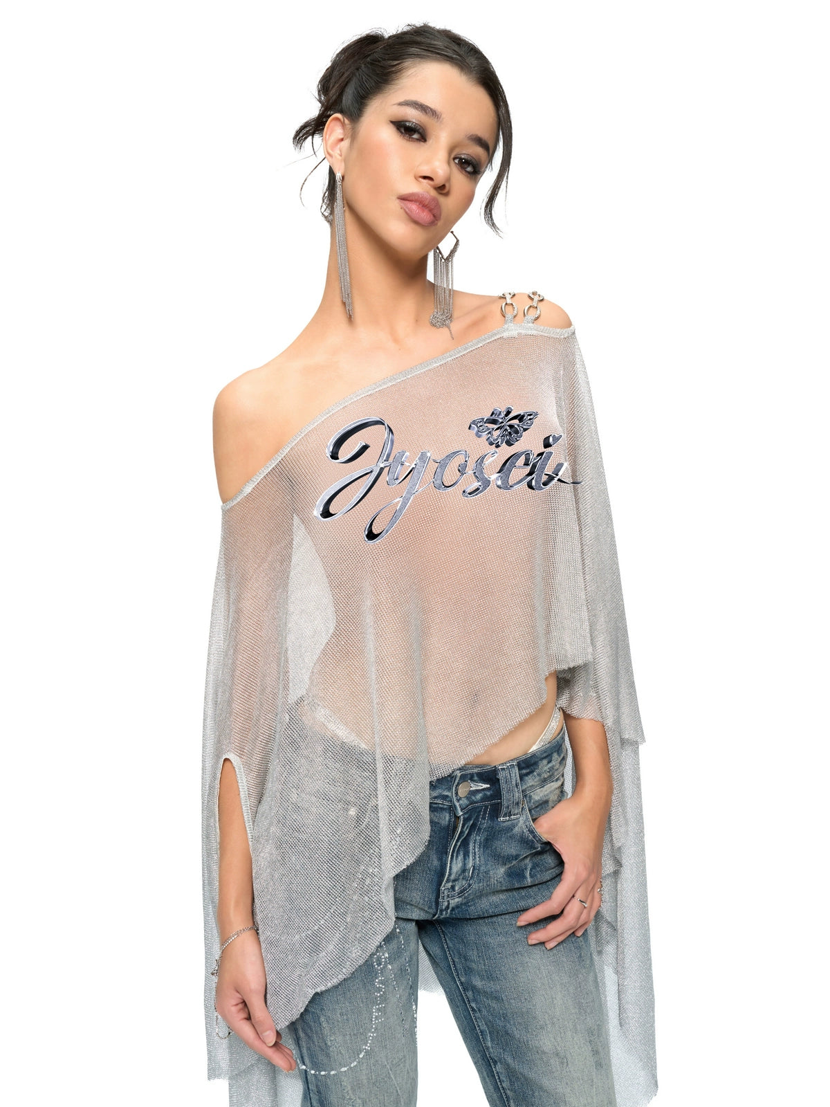 Silver Iridescent Thread Beach Cape