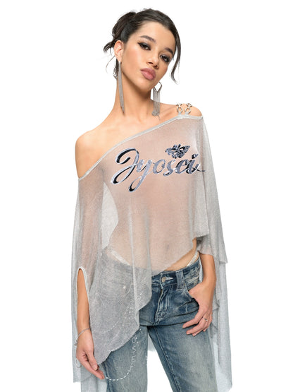 Silver Iridescent Thread Beach Cape