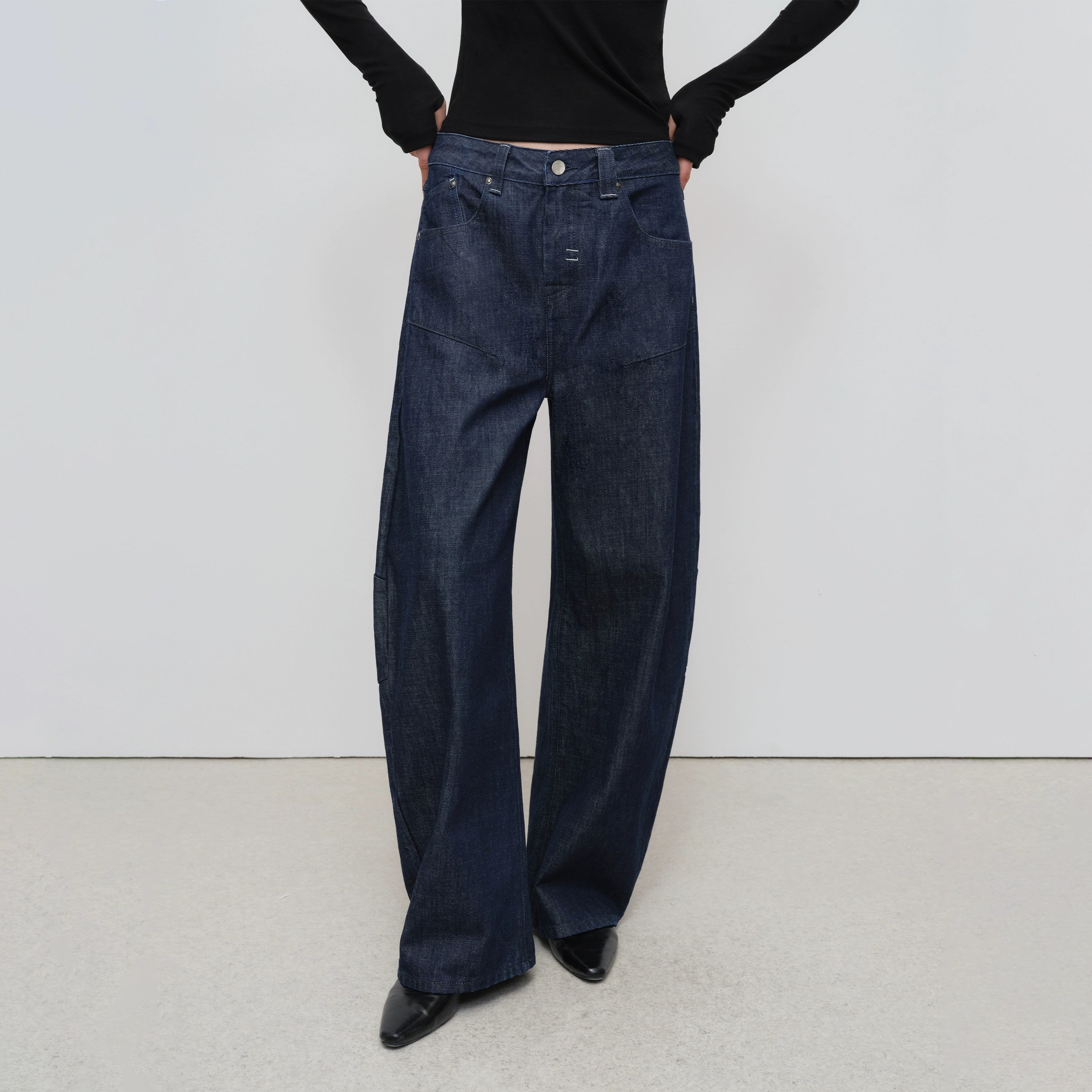 Chitu Pleated Washed Denim Jeans
