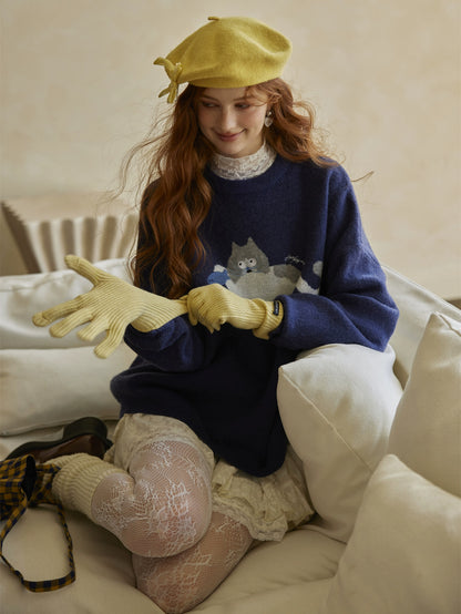 Winter Wool Knit Five-Finger Gloves