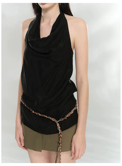 Draped Cowl Neck Halter Top