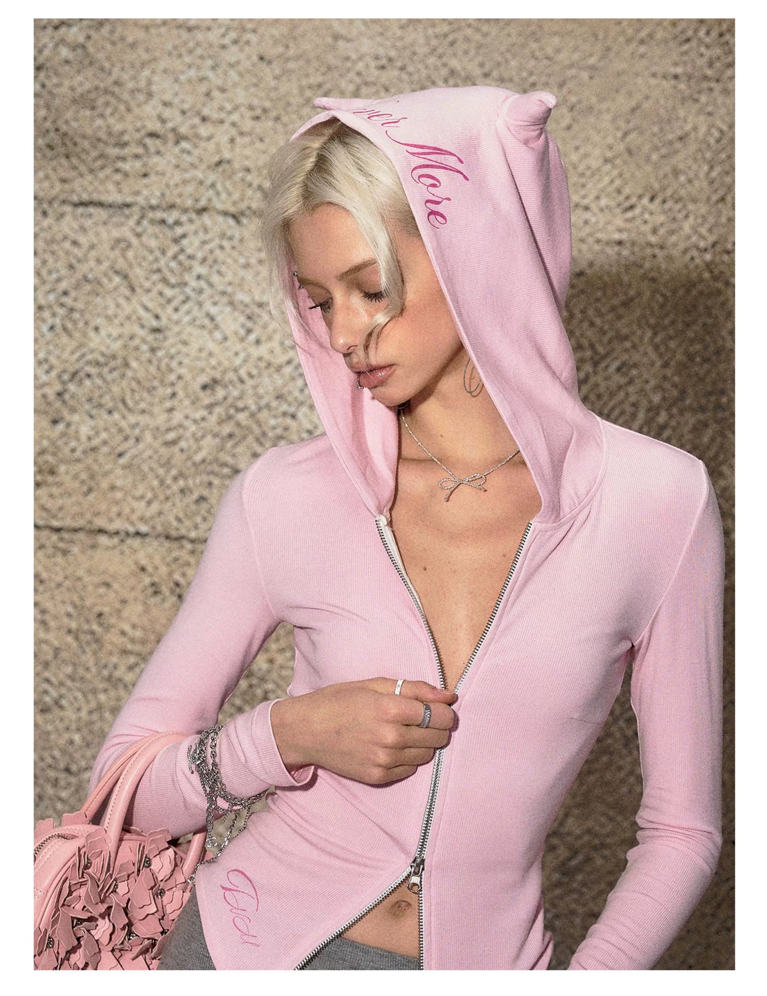 Knit Hoodie Jacket &amp; Skirt-Shorts Set