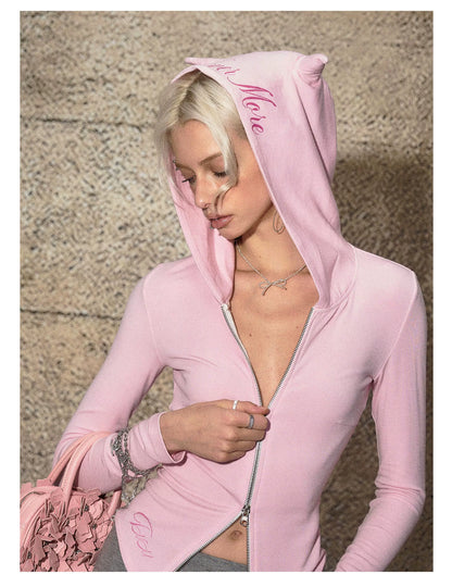 Knit Hoodie Jacket &amp; Skirt-Shorts Set