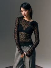 White & Black Lace Mesh Long Sleeve T-shirt - CHINASQUAD