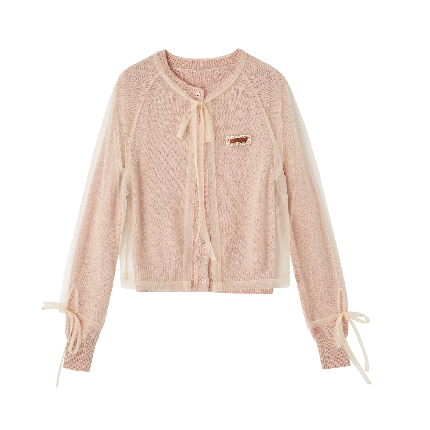 Mesh Layered Knit Cardigan