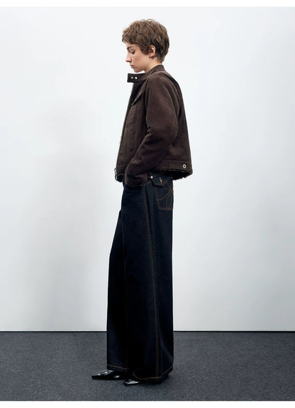 Denim Mid-Low Rise Straight-Leg Jeans