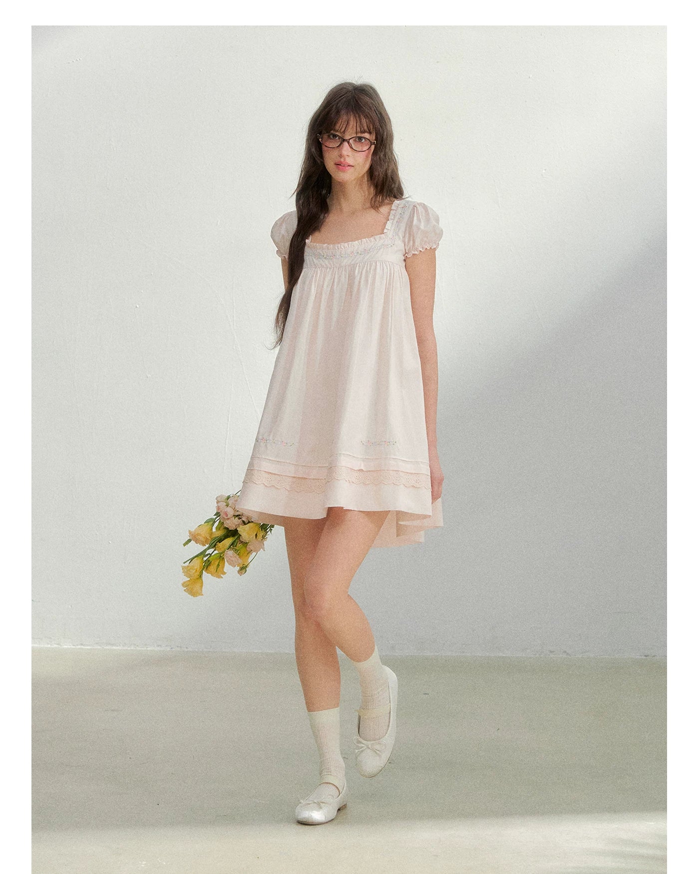 Embroidered Lace Patchwork Babydoll Dress
