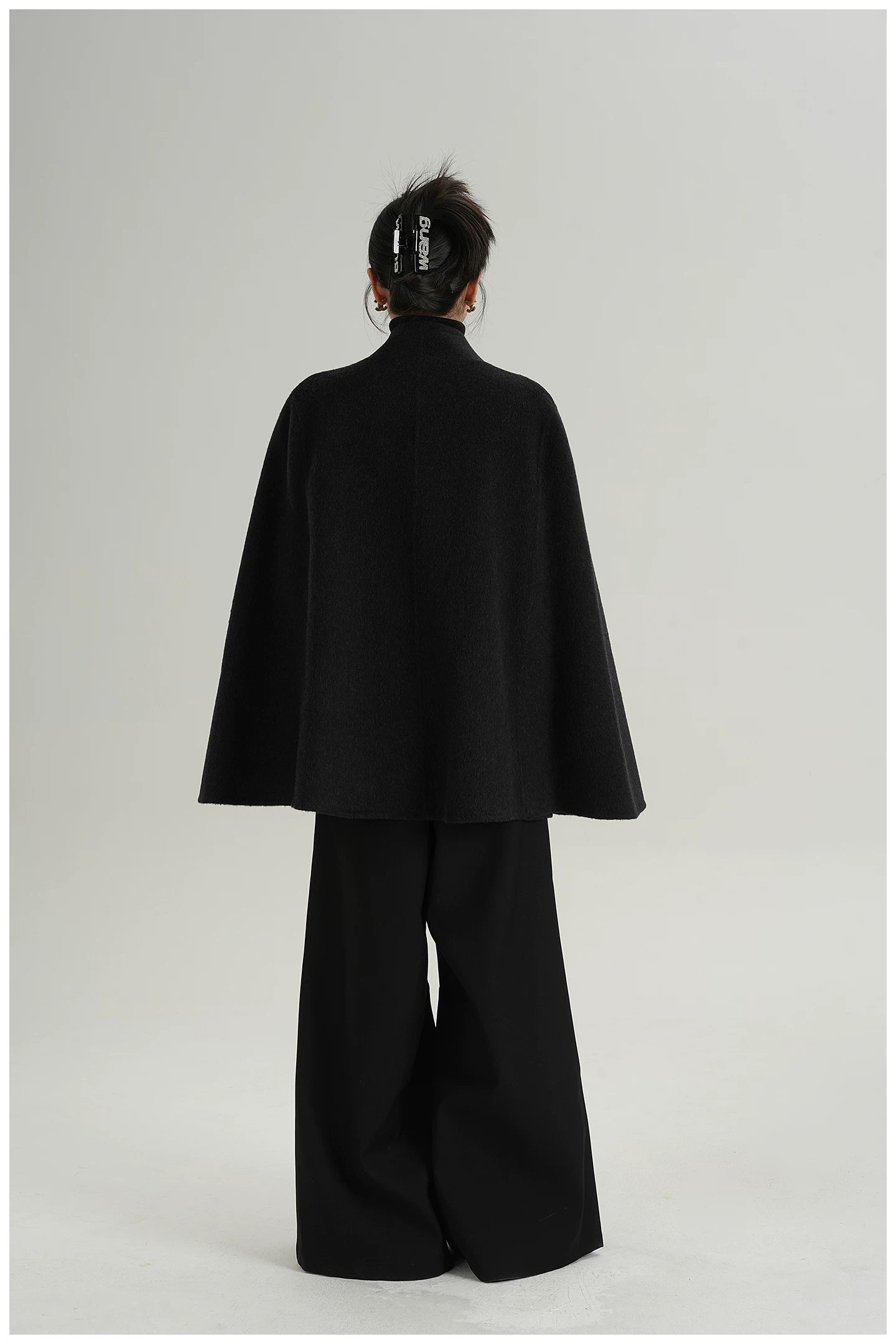 A-Line Cape-Style Double-Faced Wool Jacket
