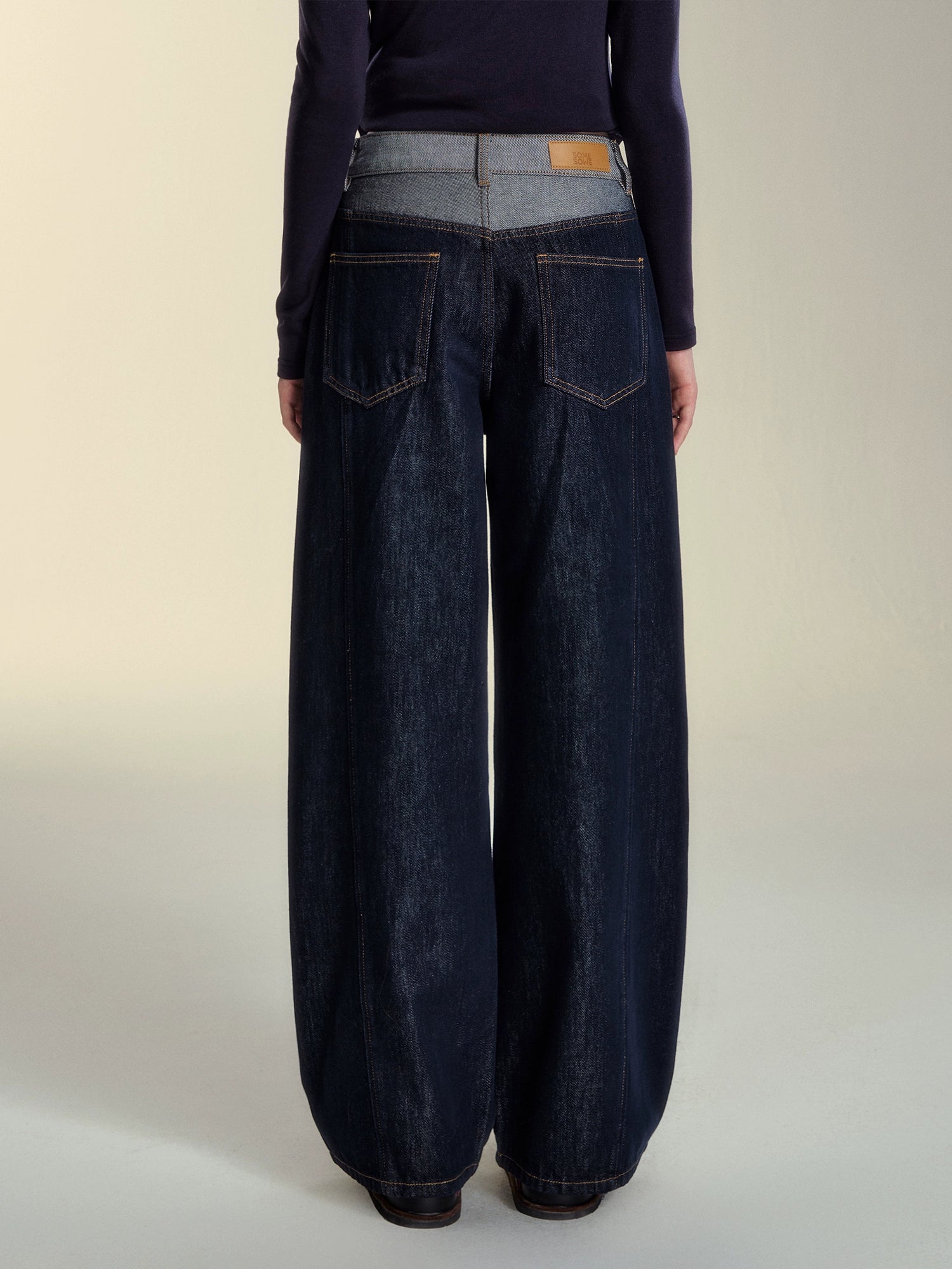 Colorblock Denim Banana Pants