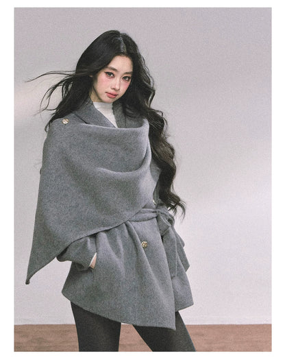 French British-Style Wool Coat