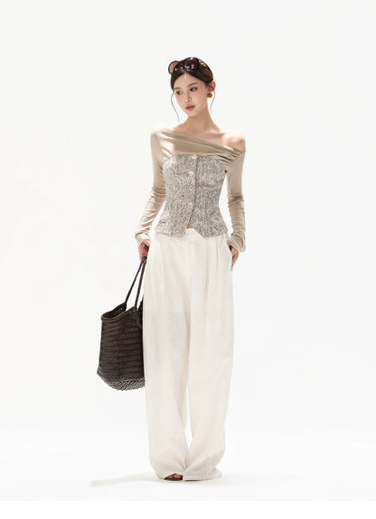 Knit Off-Shoulder Top &amp; A-Line Mini Skirt Set