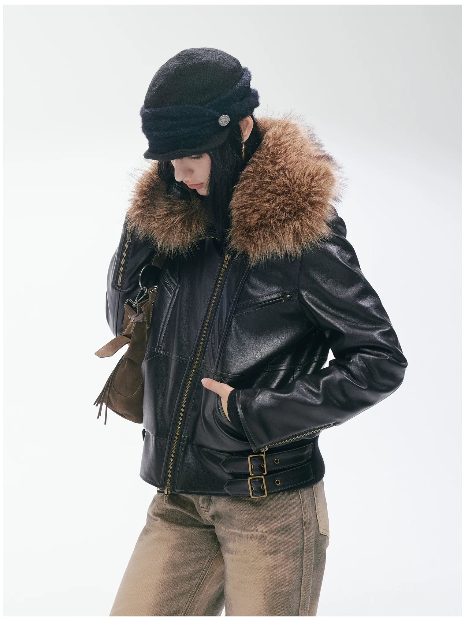 Heavy Punk Windproof Quilted Leather Jacket