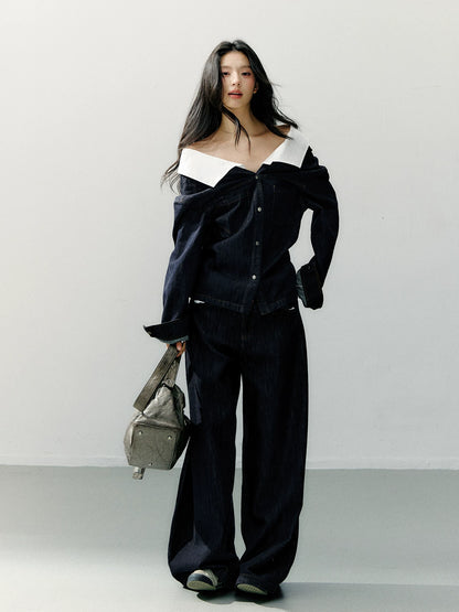 Vintage Wide-Leg Denim Trousers