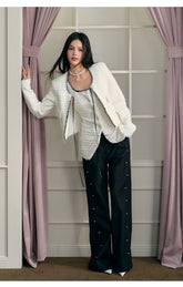 White Seashell Embroidered Jacket & Vest Set - CHINASQUAD