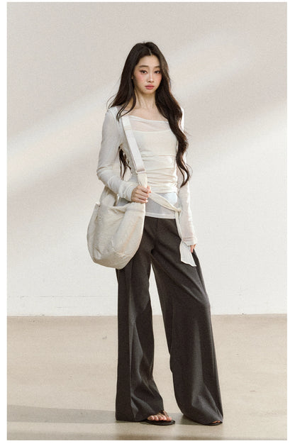 Layered Mesh-Knit Asymmetric Slim-Fit T-Shirt