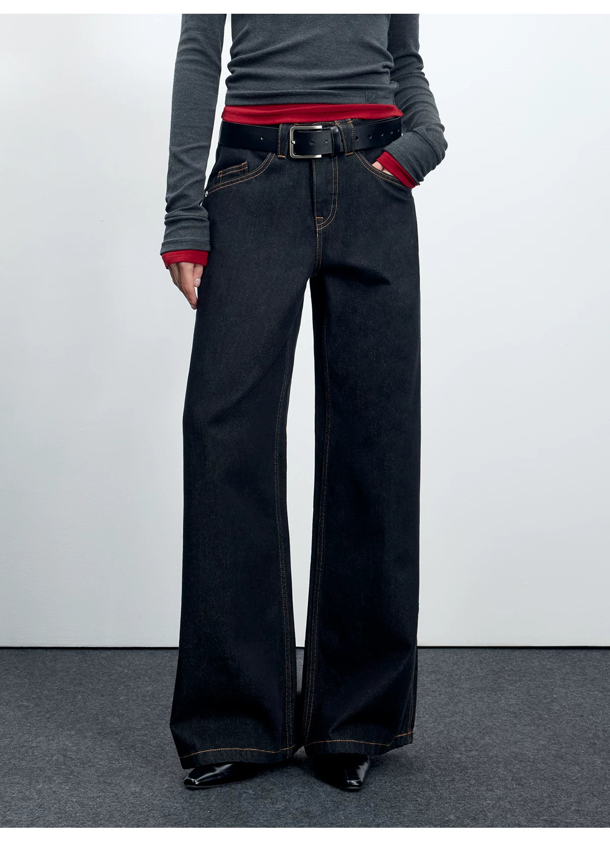 Denim Mid-Low Rise Straight-Leg Jeans