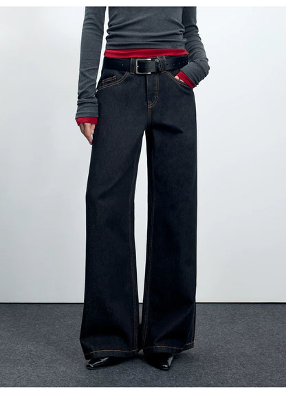 Denim Mid-Low Rise Straight-Leg Jeans