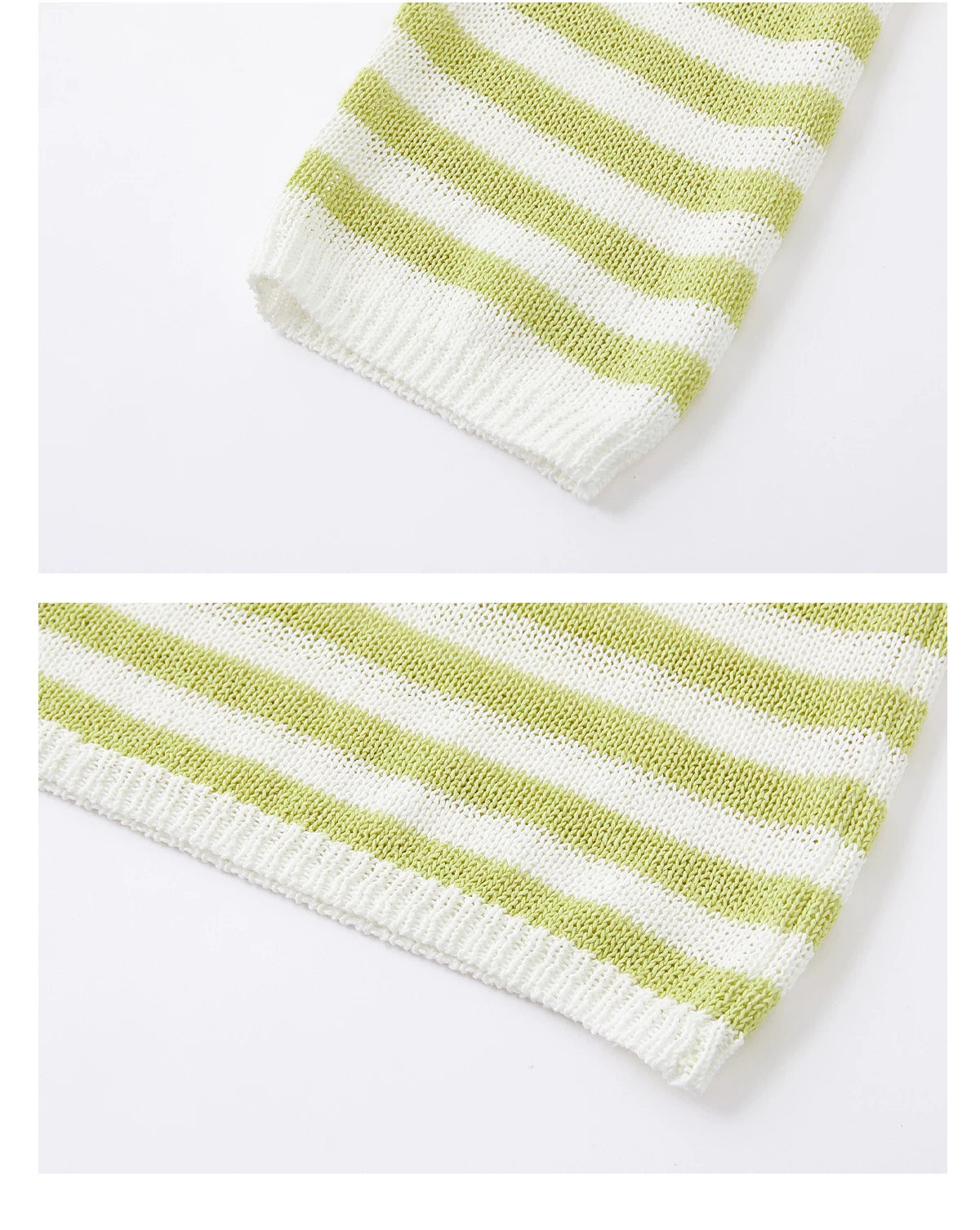 Washi Yarn Striped Off-Shoulder Long Sleeve Knit Top