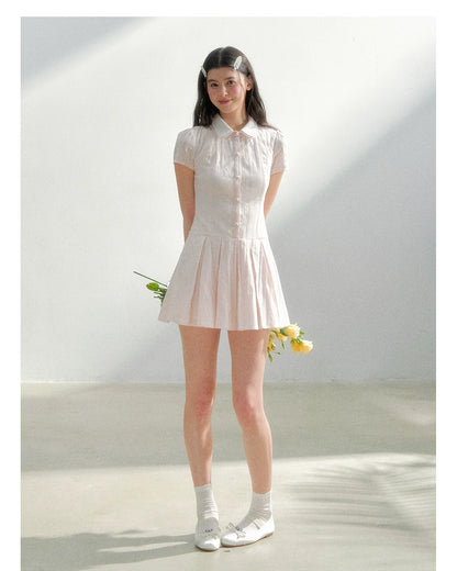 Preppy Vintage Short Sleeve Shirt Dress