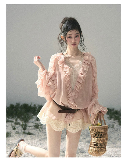 “Lost in Your Embrace” French Floral Cutwork Bubble Mini Skirt