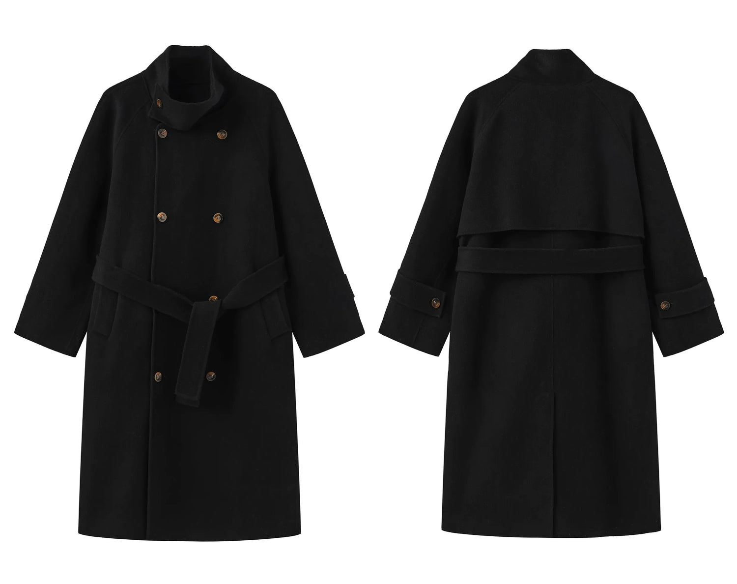 Stand-Collar Double-Faced Wool Coat