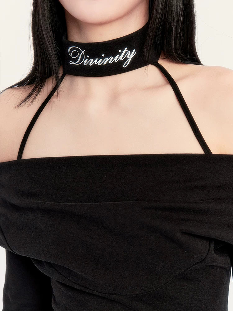 Cowl-Neck Choker Slim-Fit Bodycon Dress