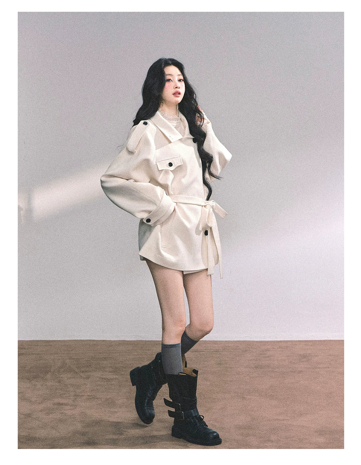 French British-Style Relaxed Wool Coat