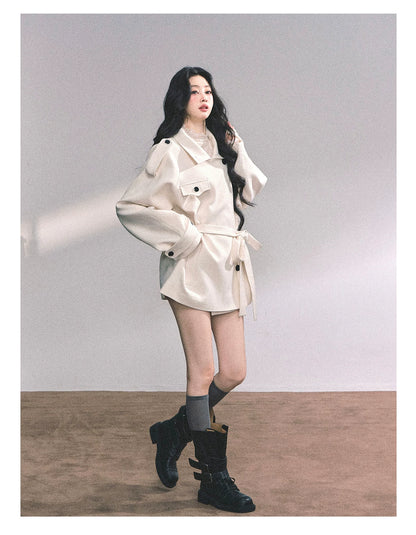 French British-Style Relaxed Wool Coat