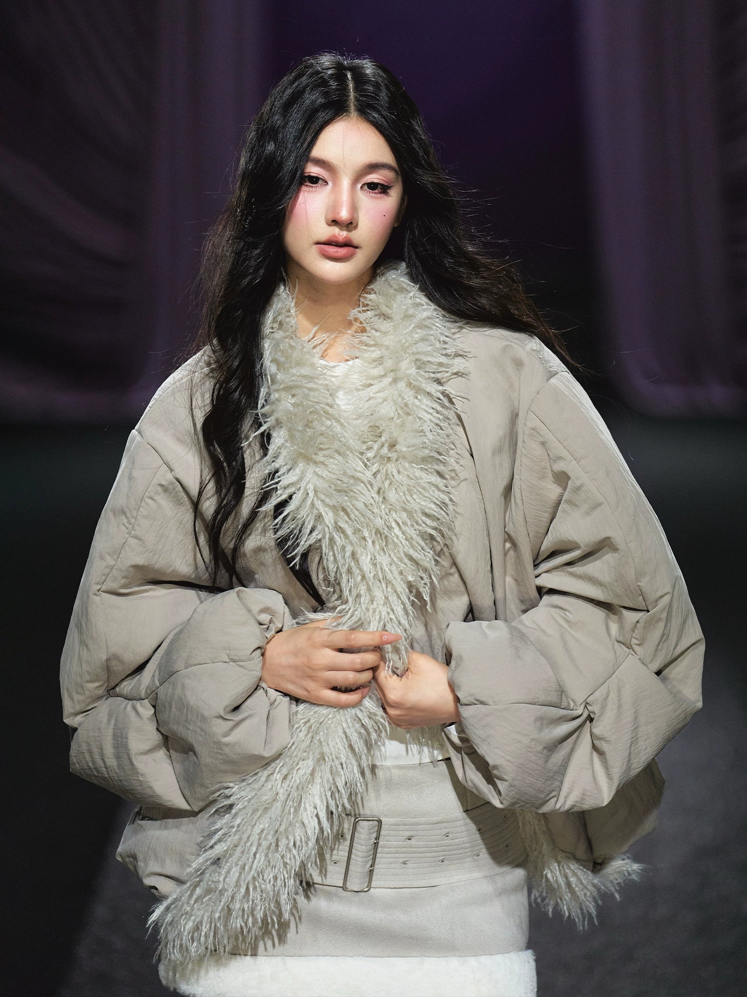 Plush-Collar Padded Cotton Coat