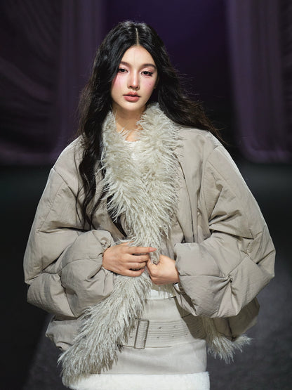 Plush-Collar Padded Cotton Coat