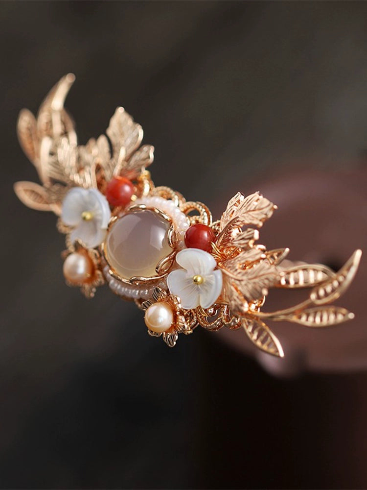 Handmade Pearl and Agate Hair Crown