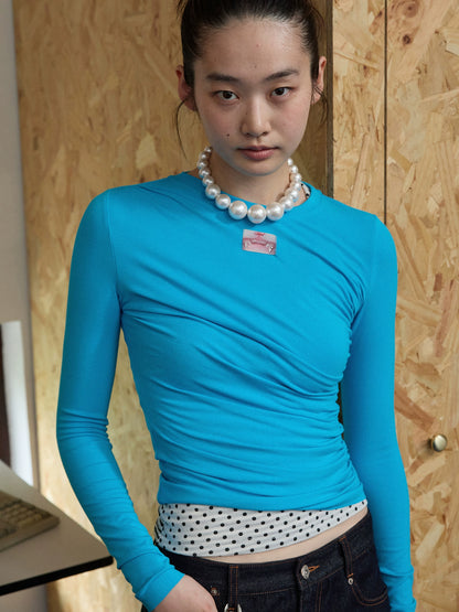 Ruched Long Sleeve Cropped T-shirt - CHINASQUAD